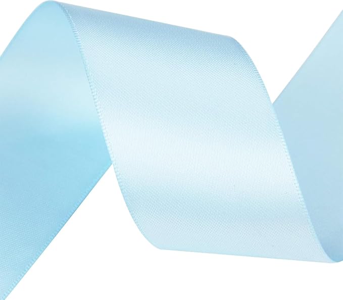 1-1/2 Inch Light Blue Satin Ribbon 50 Yards Solid Fabric Ribbons for Gift Wrapping, Crafts, Floral Arrangements, Wedding, Party, Holiday and Home Decor