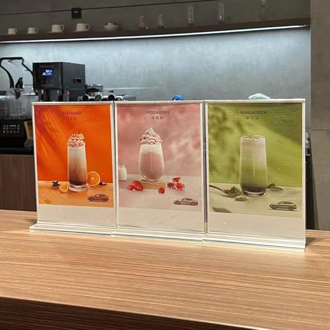 newnewshow 5“x7” Acrylic Sign Holder 6 Pack Vertical T Shape Double-Sided Desktop Display Holder