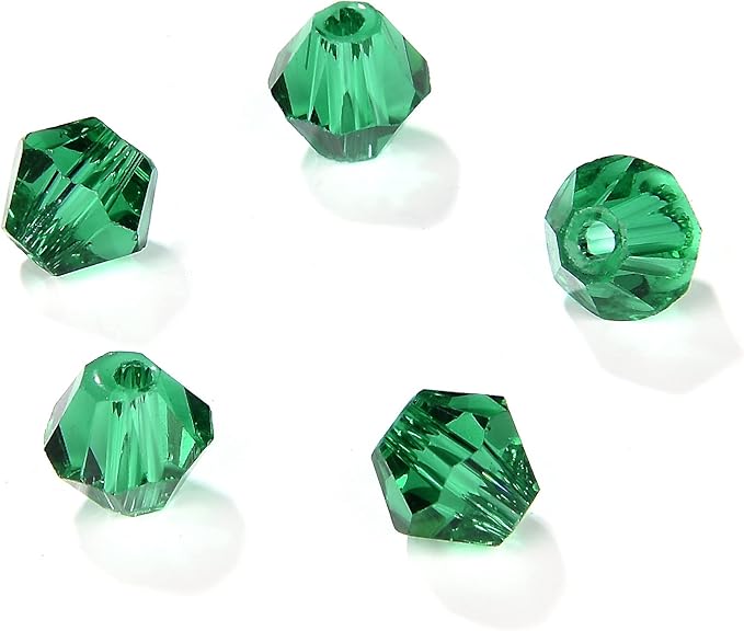 4mm Bicone 1800Pcs Green Crystal Glass Beads Small Faceted Bicone Shape Crystal Glass Spacer Beads for Bracelet Necklace Decorative Hand Jewelry Making (Green, 4MM)