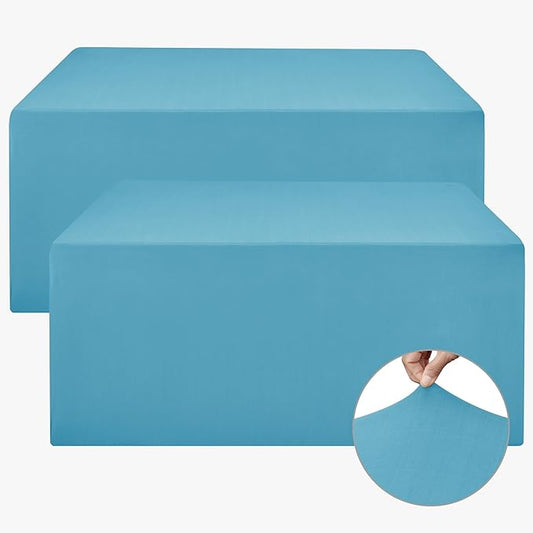 Nasitos Fitted Table Covers Stretch Spandex - 72 x 30 Inch - 2 Pack Turquoise Rectangle Table Clothes for 6 Foot Folding Tables, Wrinkle Resistant Tablecloths for Parties, Trade Show, Birthday