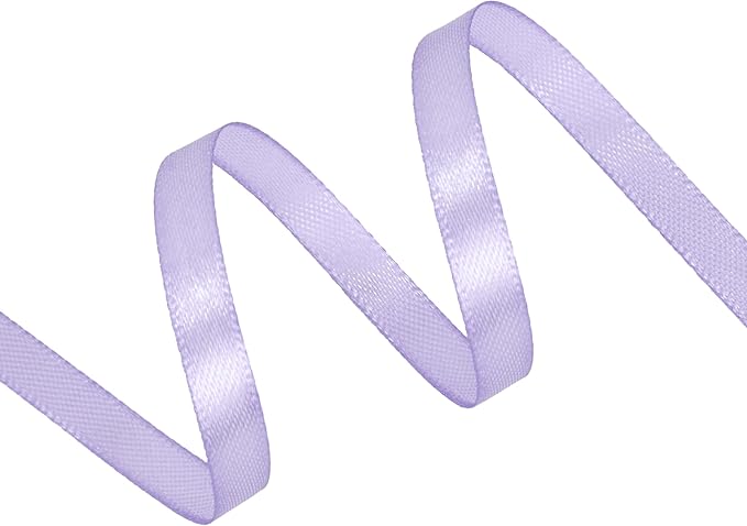 Lavender Satin Ribbon 1/4 inch X Continuous 100 Yards, Single Face Polyester Ribbon Perfect for Gift Wrapping, Flower Bouquet, Wedding Decor, Crafts, Bow Making, Sewing and More