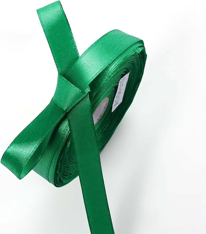 1/2" x 50 Yards Emerald Green Satin Ribbon Single Faced Fabric Ribbons for Gift Wrapping, Crafting, Bows Making, Sewing, Wedding, Home Decor