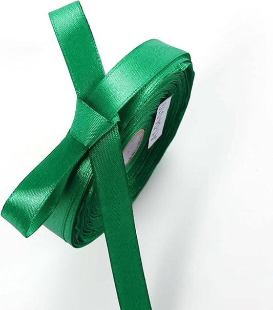 1/2" x 50 Yards Emerald Green Satin Ribbon Single Faced Fabric Ribbons for Gift Wrapping, Crafting, Bows Making, Sewing, Wedding, Home Decor