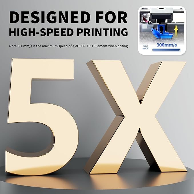 AMOLEN TPU 3D Printer Filament 1.75mm, Flexible Soft TPU 3D Printing Filament Supports High Speed, 1kg Spool(2.2lbs), Red