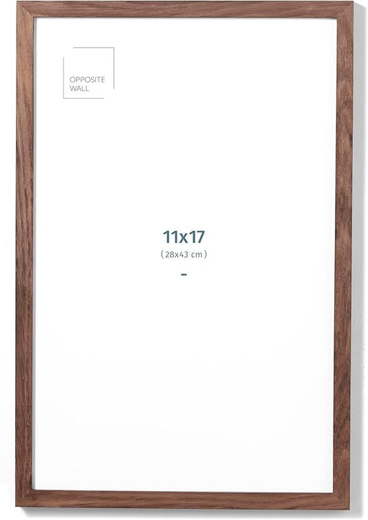 Opposite Wall - 11x17 in - Dark Solid Oak Wood Picture Frame - Lightweight, Versatile & Shatterproof - Wall Hanging Poster or Photo Frame - Wall Decor for Office, Gallery & Home