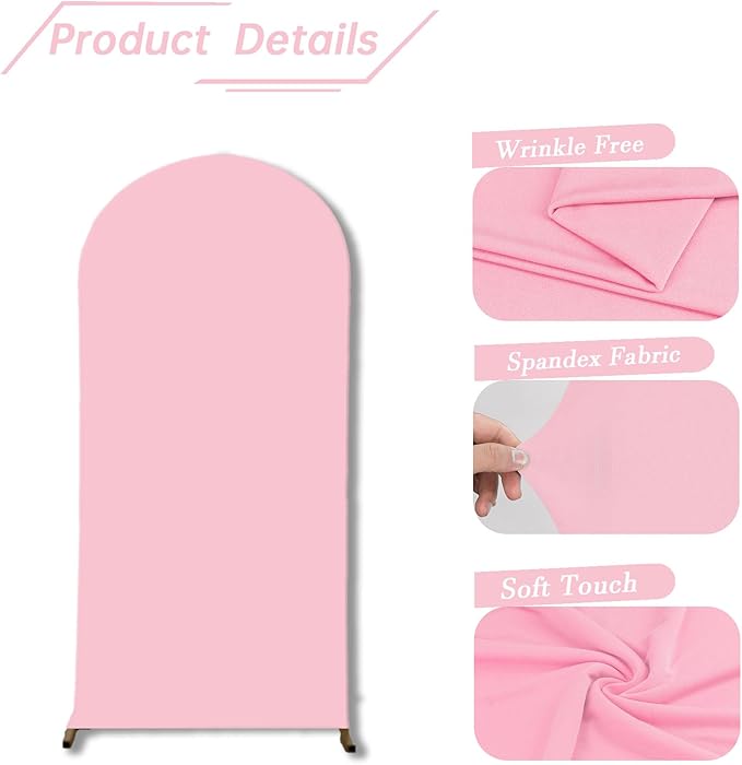 bricia Wedding Arch Backdrop Stand Cover, 5FT Double Sided Stretchy Arch Cover Fitted Wedding Birthday Party Banquet Decoration (Pink 60''Lx25.2''W)