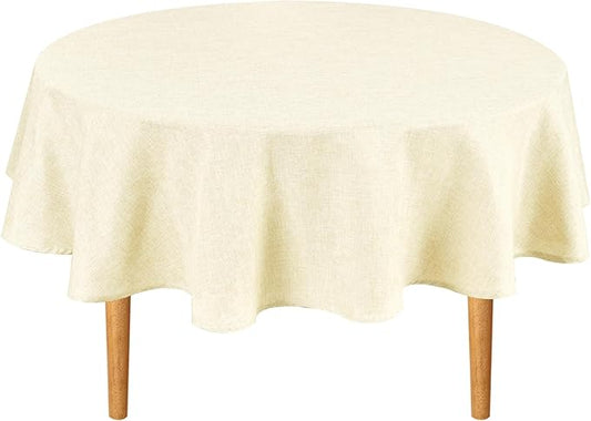 Hiasan Linen Tablecloth 40 Inch Round - Wrinkle and Stain Resistant Washable Polyester Fabric Table Cloth for Dining Room Kitchen Party, Champagne