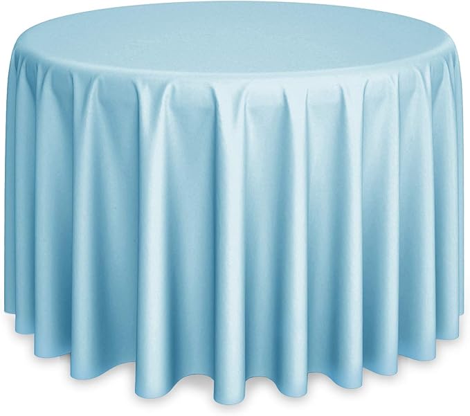 Lann's Linens - 10 Premium 120" Round Tablecloths for Wedding/Banquet/Restaurant - Polyester Fabric Table Cloths - Baby Blue