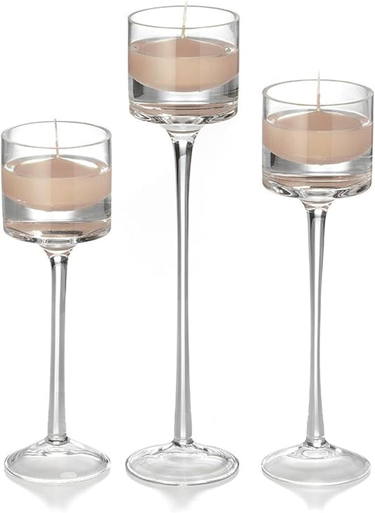 Yummi Set of 18 Floating Candles and Monet Stem Holders - Sandstone