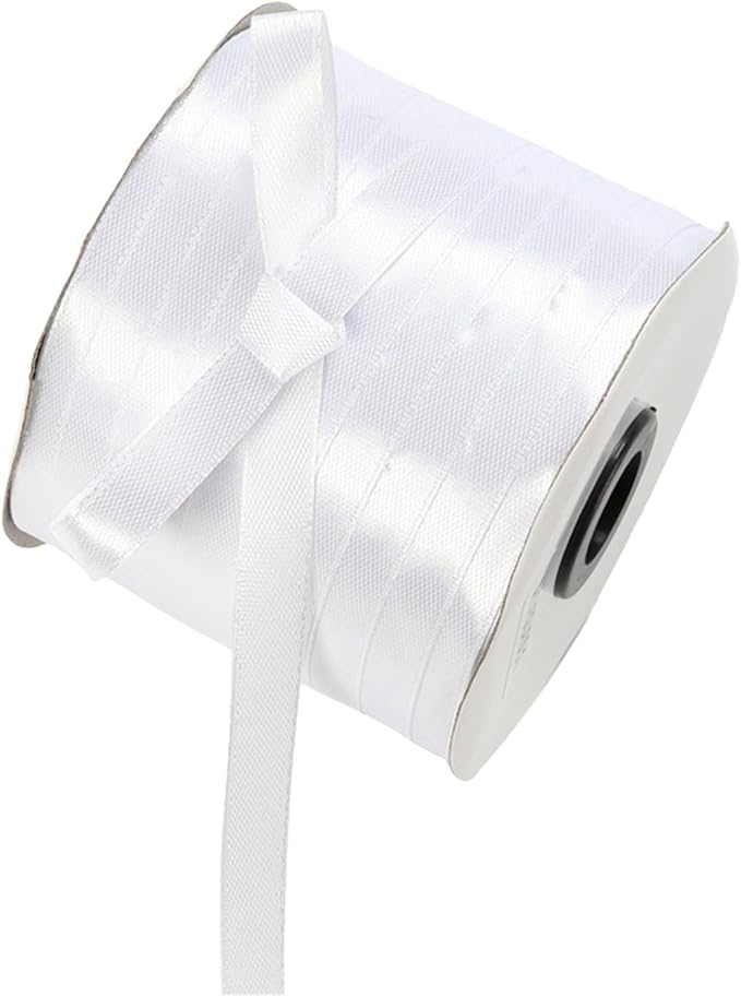 3/8" x 230 Yards White Satin Ribbon Single Faced Bulk Fabric Ribbons for Gift Wrapping, Crafting, Scrapbooking, Bows and Card Making