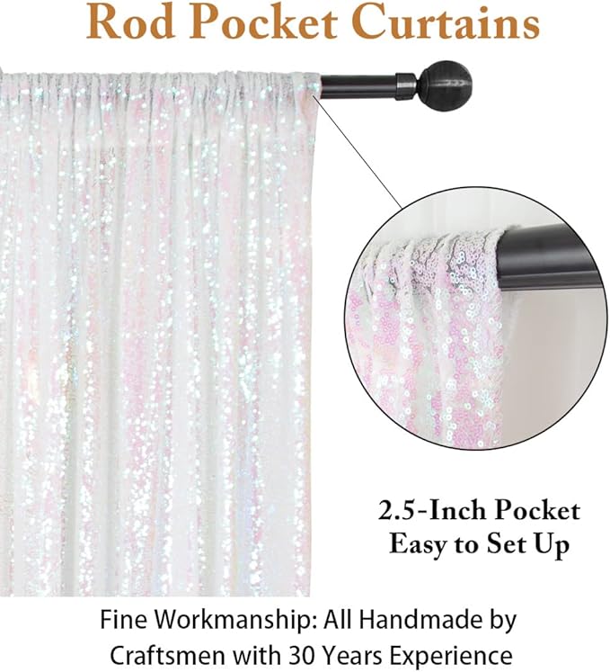 ShinyBeauty Iridescent White Sequin Backdrop 20X10FT Glitter Fabric Backdrop Photograph Backdrops Sequins White Curtain Shimmer Wall Studio Background