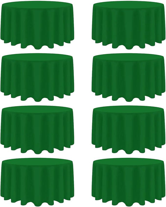 8 Pack Green Round Tablecloth 120 Inch Stain and Wrinkle Resistant Round Green Table Cloth Reusable and Washable Polyester Fabric Table Covers for Buffet Wedding Party and Banquet