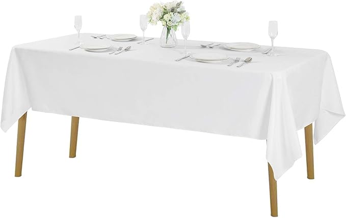 Rectangle Tablecloth 60x102 inch Washable Polyester Fabric Table Cloth for Wedding Party Dining Banquet Decoration（6 Pack 60x102, White）