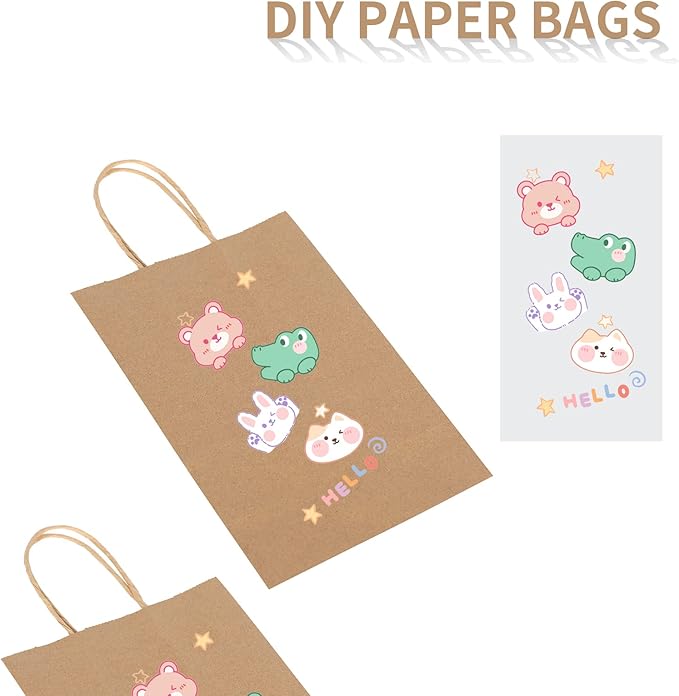 Toovip 50 Pack 5.25x3.25x8.25 Inch Small Plain Brown Kraft Paper Bags with Handles Bulk, Gift Bags for Favor Grocery Retail Party Birthday Shopping Business Goody Craft Merchandise Take Out Sacks