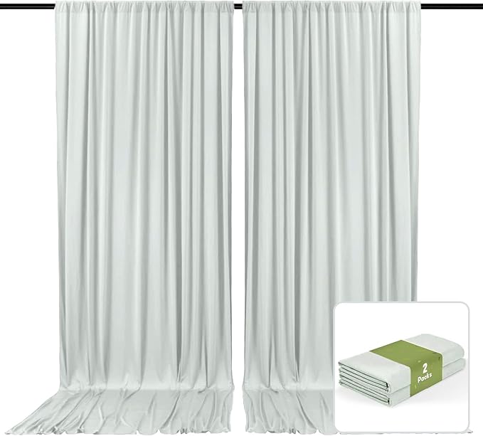 2 Panels Silver Backdrop Curtain, 10 x 10 Feet Background Curtains for Parties, Weddings, Baby Showers, Bachelorette Halloween, Christmas Birthday Party Photoshoot Backdrop Curtains Decorations