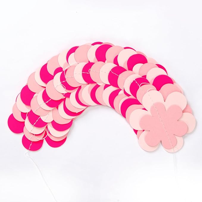 Pink Party-Decorations Streamers-Garland - 52ft Flower Hanging Paper Banner, Birthday Baby Bridal Shower Bachelorette Wedding Decor Hugfond