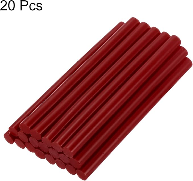 uxcell 20pcs Hot Glue Sticks for Glue Gun 7mm/0.27-inch x 8-inch Mini Hot Melt Adhesive Glue Stick Wine Red