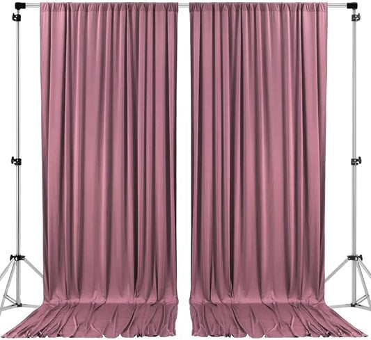 AK TRADING CO. 10 feet x 10 feet Dusty Rose Polyester Backdrop Drapes Curtains Panels with Rod Pockets - Wedding Ceremony Party Home Window Decorations