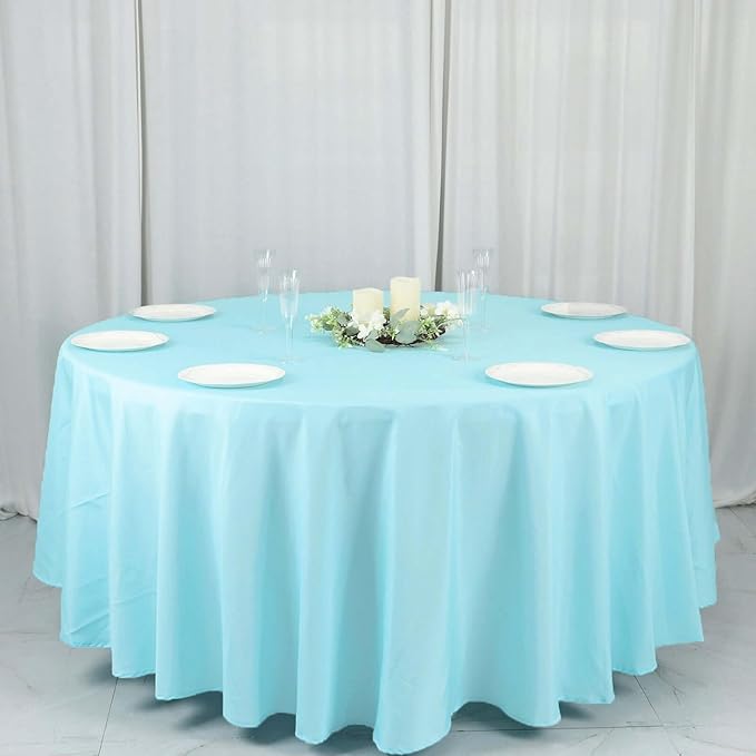 Efavormart Round Tablecloth, 108 Inch Stain & Wrinkle Resistant Washable Table Cloth, Decorative Polyester Fabric Table Cover for Banquet, Wedding, Dining- Blue