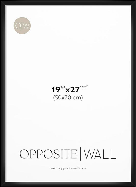 Opposite Wall - 20x28 in, 50x70 cm - Black Picture Frame - Lightweight, Versatile & Shatterproof - Wall Hanging Photo or Poster Frame - Wall Decor for Office, Gallery & Home