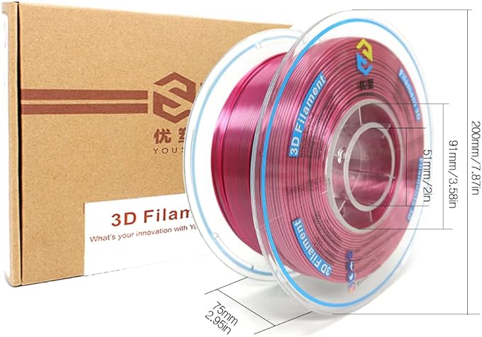 YOUSU Silk PLA Filament 1.75mm 3D Printer Filament Coextrusion Filament Dual Color, Compatible with Most of 3D Printer, Silk Purple Green Color Change PLA,1kg(2.2lbs).