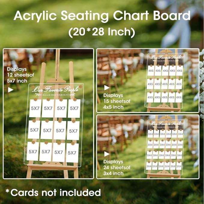 Wedding Seating Chart Board,20x28 Inch Acrylic Seating Chart Board Hanging Seating Chart for Wedding Reception Display (People)