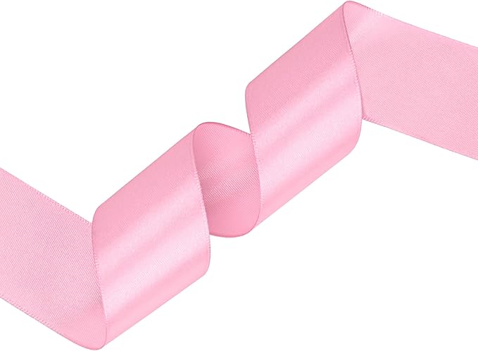 Rose Pink Satin Ribbon 1-1/2 inch X Continuous 100 Yards, Single Face Polyester Ribbon Perfect for Gift Wrapping, Flower Bouquet, Wedding Decor, Crafts, Bow Making, Sewing and More