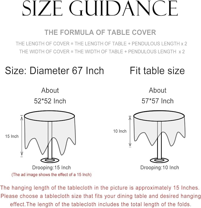 patdrea Designer Linen Table Cloth for Round Table,Durable Breathable Anti-Wrinkle Floral Tablecloth,Fall Decorative Cover for Kitchen Dining,Christmas,Thanksgiving,Party,Diameter 67"-Noah