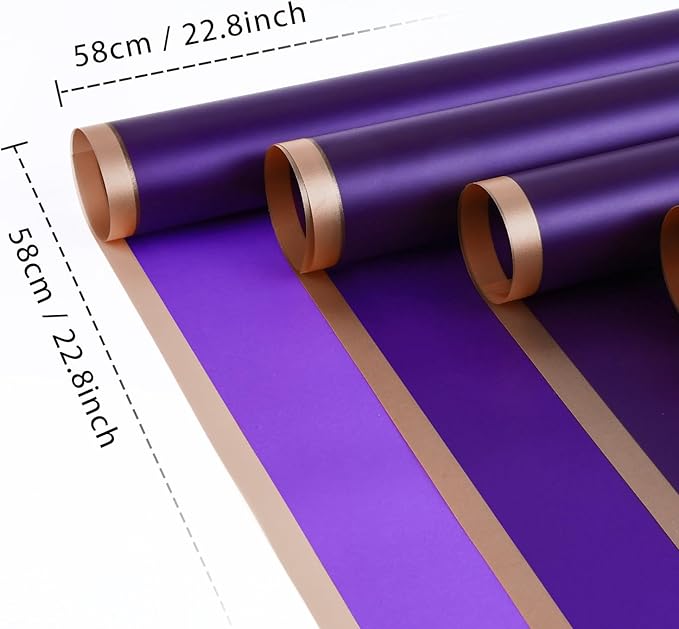 NESCCI 20 Sheets Flower Wrapping Paper - Waterproof Floral Bouquet Wrapping Paper, Florist Supplies Packaging Paper for Wedding Birthday Gift DIY (Deep purple)