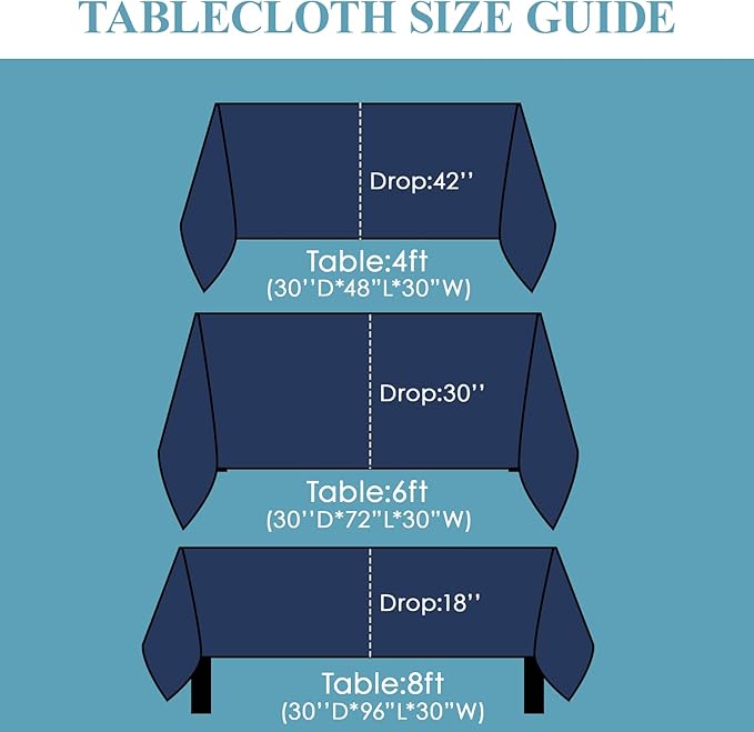 VidaFete Tablecloth 2 Pack 90 * 132inch Rectangle Table Cloth Polyester, Stain Wrinkle Resistant Rectangular Polyester Table Cover for Kitchen Dinning Party Wedding Buffet Decoration(Navy Blue)