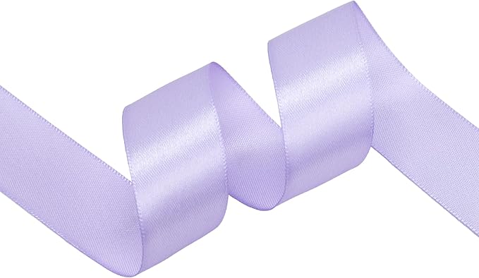 Lavender Satin Ribbon 1 inch X Continuous 100 Yards, Single Face Polyester Ribbon Perfect for Gift Wrapping, Flower Bouquet, Wedding Decor, Crafts, Bow Making, Sewing and More