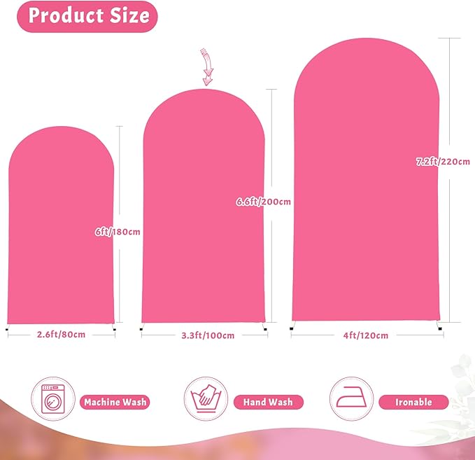 7.2FT Fuchsia Arch Backdrop Cover - Polyester Fitted Wedding Arch Stand Covers Round Top Chiara Arch Backdrop Cover for Birthday Party Banquet Photo Background Decoration