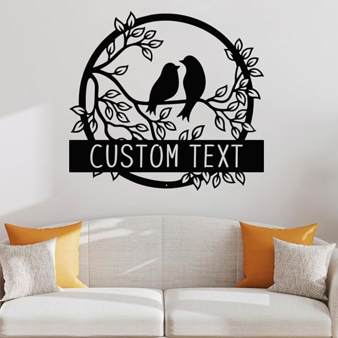 NAZENTI Personalized Metal Sign Love Bird Gift For Couple, Wedding Gift, Family Name Sign, Outdoor Name, Anniversary, Home Decor, Front Door
