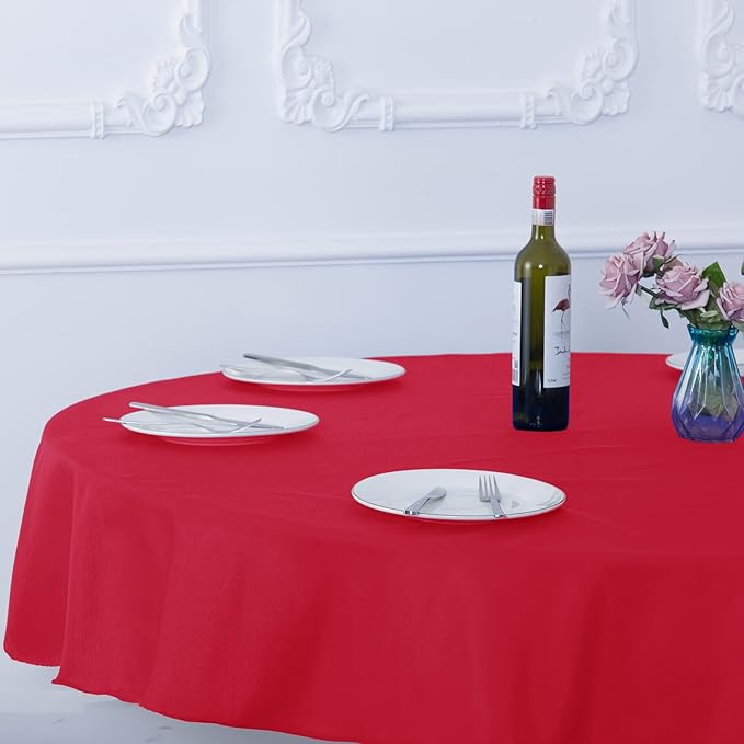 Ascoza 2pack 90 Inch Red Round Tablecloth in Washable Polyester Fabric for Wedding/Banquet/Restaurant/Parties…