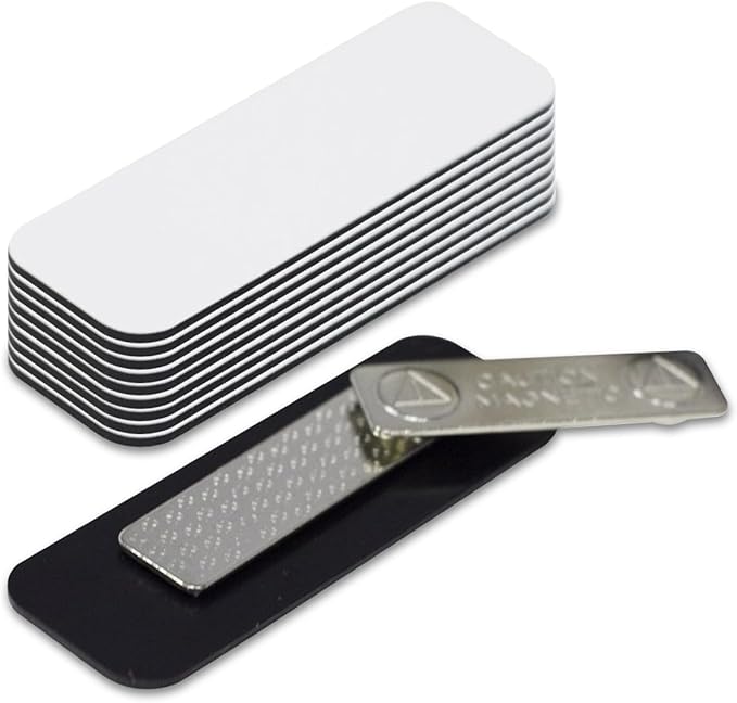 Name Tag/Badge Blanks - 10 Pack - White 1" X 3", Round Corners, Magnetic Backing
