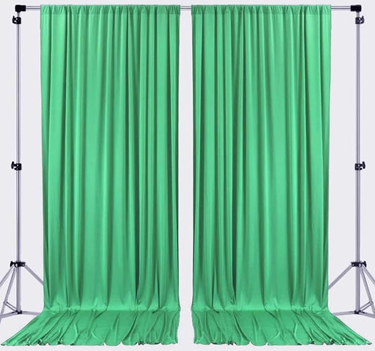 AK TRADING CO. 10 feet x 10 feet Polyester Backdrop Drapes Curtains Panels with Rod Pockets - Wedding Ceremony Party Home Window Decorations - Kelly Green