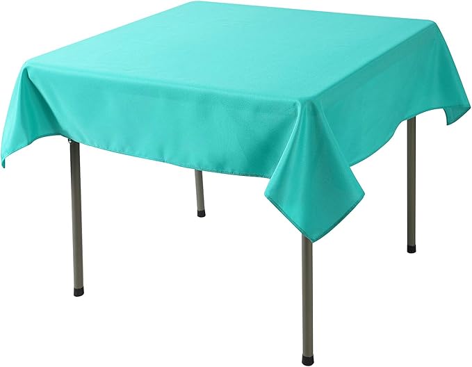 Cupuamon Square Tablecloth 52x52 inch Washable Polyester Fabric Table Cloth for Wedding Party Dining Banquet Decoration（52x52,Turquoise）