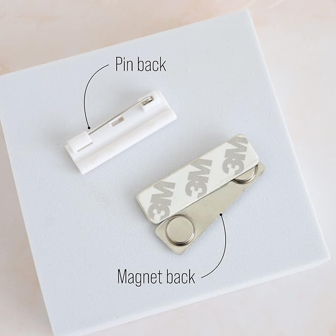 Personalized Name Tag Badges Identification Customized with Text & Logos, Acrylic Name ID for Clothing with Pin or Magnetic Backing, Gold & Silver Plates for Business or Employees (Your own Design)