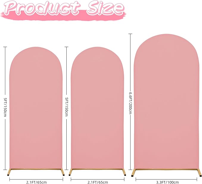 6.6FT Wedding Arch Covers Arch Backdrop Cover Arch Stand Covers Set Arch Cover Spandex Fabric Stretchy Backdrop for Wedding Birthday Party Decoration Baby Shower (Light Pink)