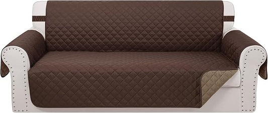 Reversible 4 Seater Sofa Cover 91 Inch Large Couch Cover Furniture Protector(Sofa XX-Large,Chocolate/Taupe)