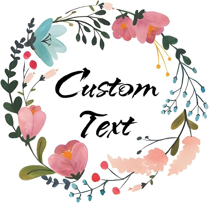 Custom Stickers for Weddings, Birthdays & Businesses - Personalized Labels with Your Logo - Waterproof, Fade and Heat Resistant - Pack of 100-1000 (Wreath M, 2.5 Inch)
