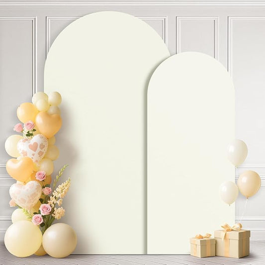 Ledido Wedding Arch Backdrop Cover 6FT 7.2FT Arch Covers 2Set Fitted Stretchy Spandex Round Top Stand Backdrop Cover for Wedding Banquet Ceremony Birthday Party Baby Shower Event Decoration,Ivory