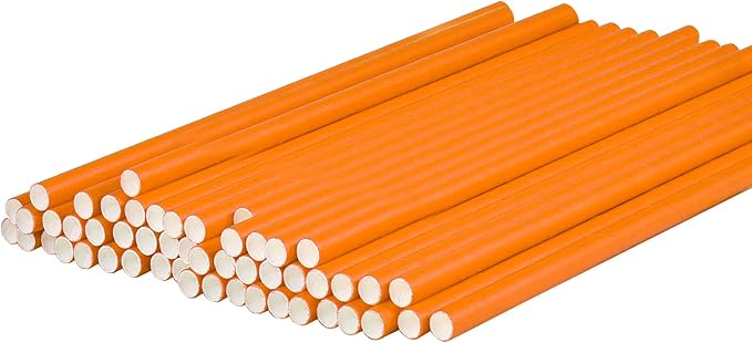 7.75 inch Solid Orange Paper Drinking Straws Unwrapped 100 Counts for Cocktail, Bar, Restaurants, Water, Juice, Soda