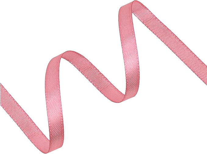 Rose Gold Satin Ribbon 1/4 inch X Continuous 100 Yards, Single Face Polyester Ribbon Perfect for Gift Wrapping, Flower Bouquet, Wedding Decor, Crafts, Bow Making, Sewing and More