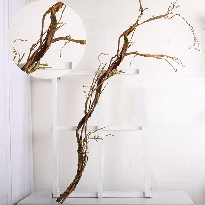 1Pcs 63in Wall Hanging Artificial Plants Tree Trunk Fake Cherry Tree Branches Rattan Liana Cane Vine for Wedding Outdoor Garden Home Living Room Christmas Decoration