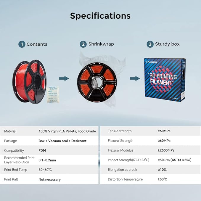 FLASHFORGE 3D Printer Filament, PLA PRO Filament 1.75mm, 1KG Spool (2.2lbs), Dimensional Accuracy +/- 0.02mm for FDM 3D Printers, Better Tenacity & No Knotting (Red)