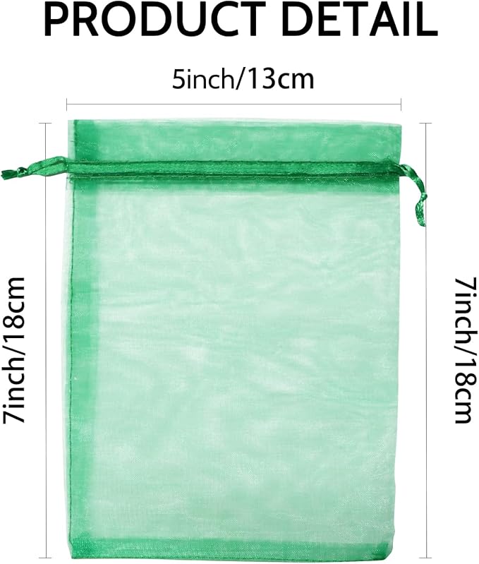 Wudygirl 100PCS 5X7 Inch Sheer Organza Bags with Drawstring - Favor Bags for Jewelry, Wedding, Party, Xmas Candy (Green 5X7)