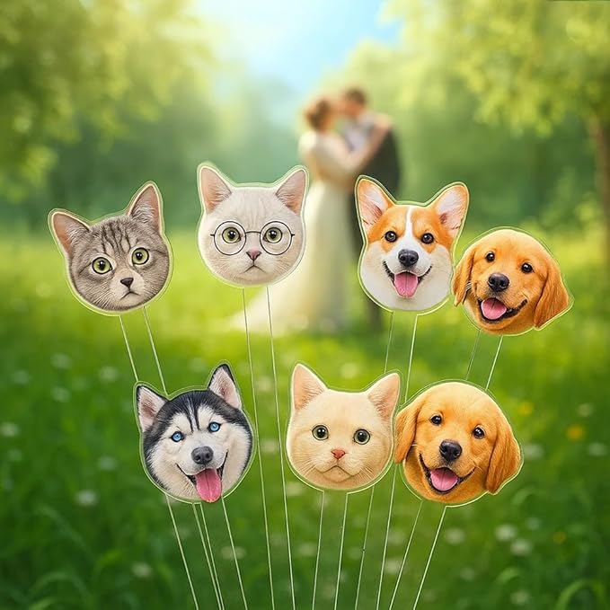 Custom 50 Pcs Double-Sided Wedding Pet Stir Sticks, Personalized Dog Cat Head Acrylic Cocktail Stirrers, Custom Your Photo Stir Sticks, Decor Birthday, Retirement, Bachelorette Parties