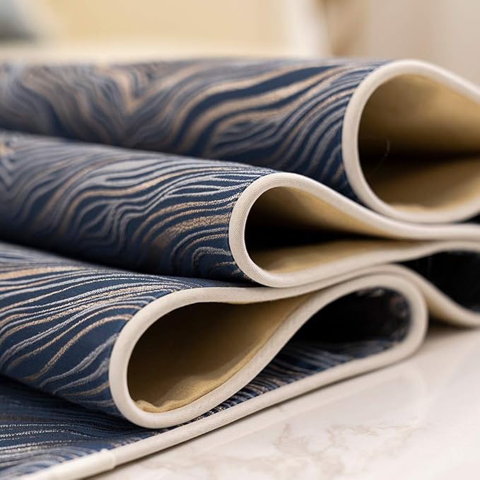 Avigers 12 x 72 Inch Decorative Luxury Abstract Striped Navy Blue Table Runners with Tassels for Home Living Room Bedroom Art Decor Wedding