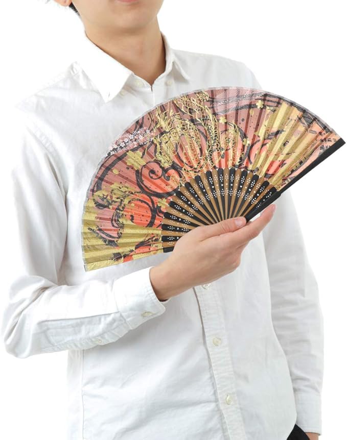 Terra Distribution Folding Fan [Japan Import] Hand Fans for Women Foldable, Japanese Fan, Unique Design, Handmade Bamboo, Silk Fan, 8.6" (22cm), Abanicos de Mano (347 (Crane, Pine Tree))